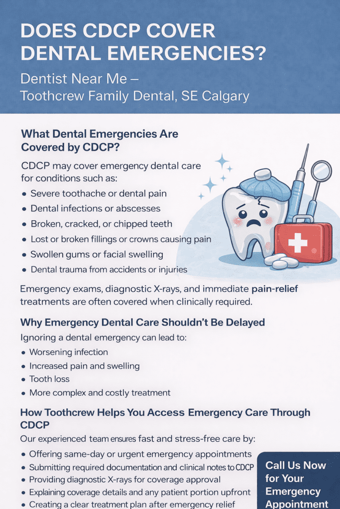 Does CDCP Cover Dental Emergencies? | Dentist Near Me – Toothcrew Family Dental, SE Calgary
