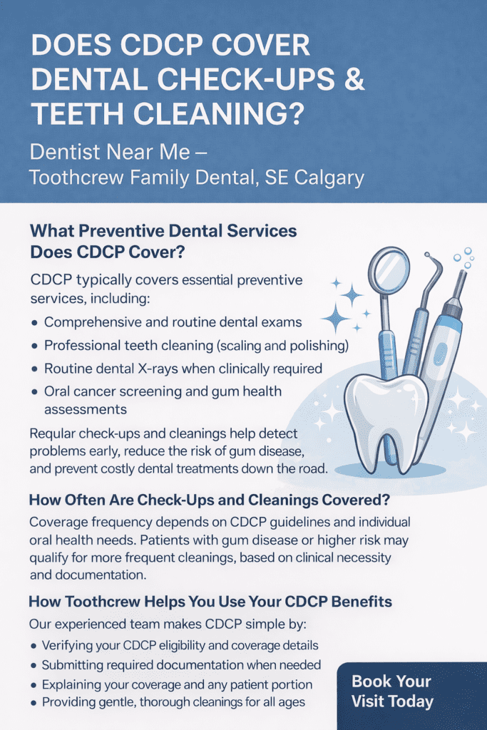 Does CDCP Cover Dental Check-Ups & Teeth Cleaning? | Dentist Near Me – Toothcrew Family Dental, SE Calgary